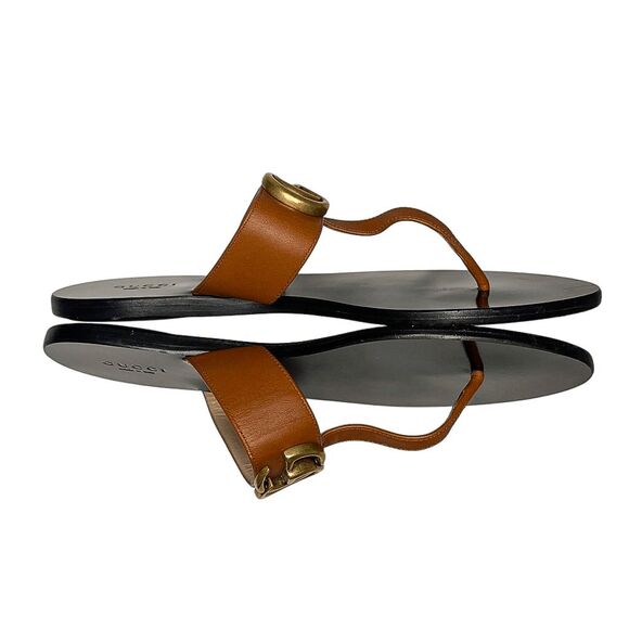 Gucci Marmont GG Thong Sandals EU 38 US 8 Brown Flat Flip Flop Slide Interlock - Picture 4 of 9